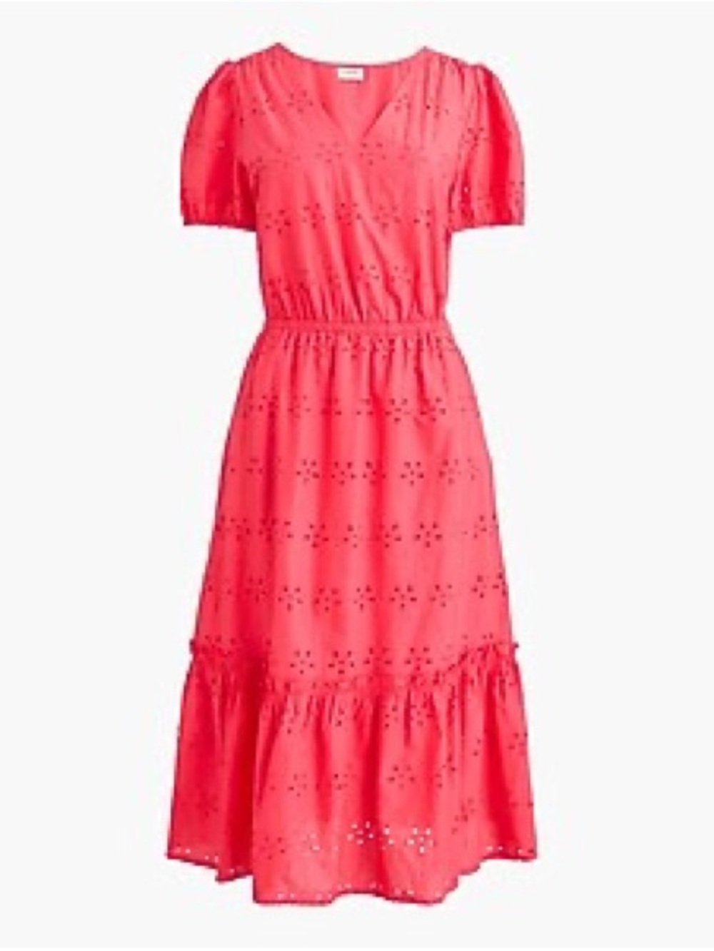 Jcrew Women's Coral Eyelet Midi Dress